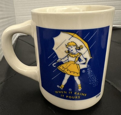 Morton Salt Coffee Mug(1956)  Advertising  When it Rains it Pours  Two Sided NEW