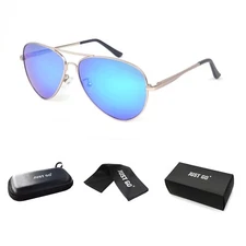 JUST GO Metal Frame Vintage Aviator Style Sunglasses with Case, Polarized Lenses