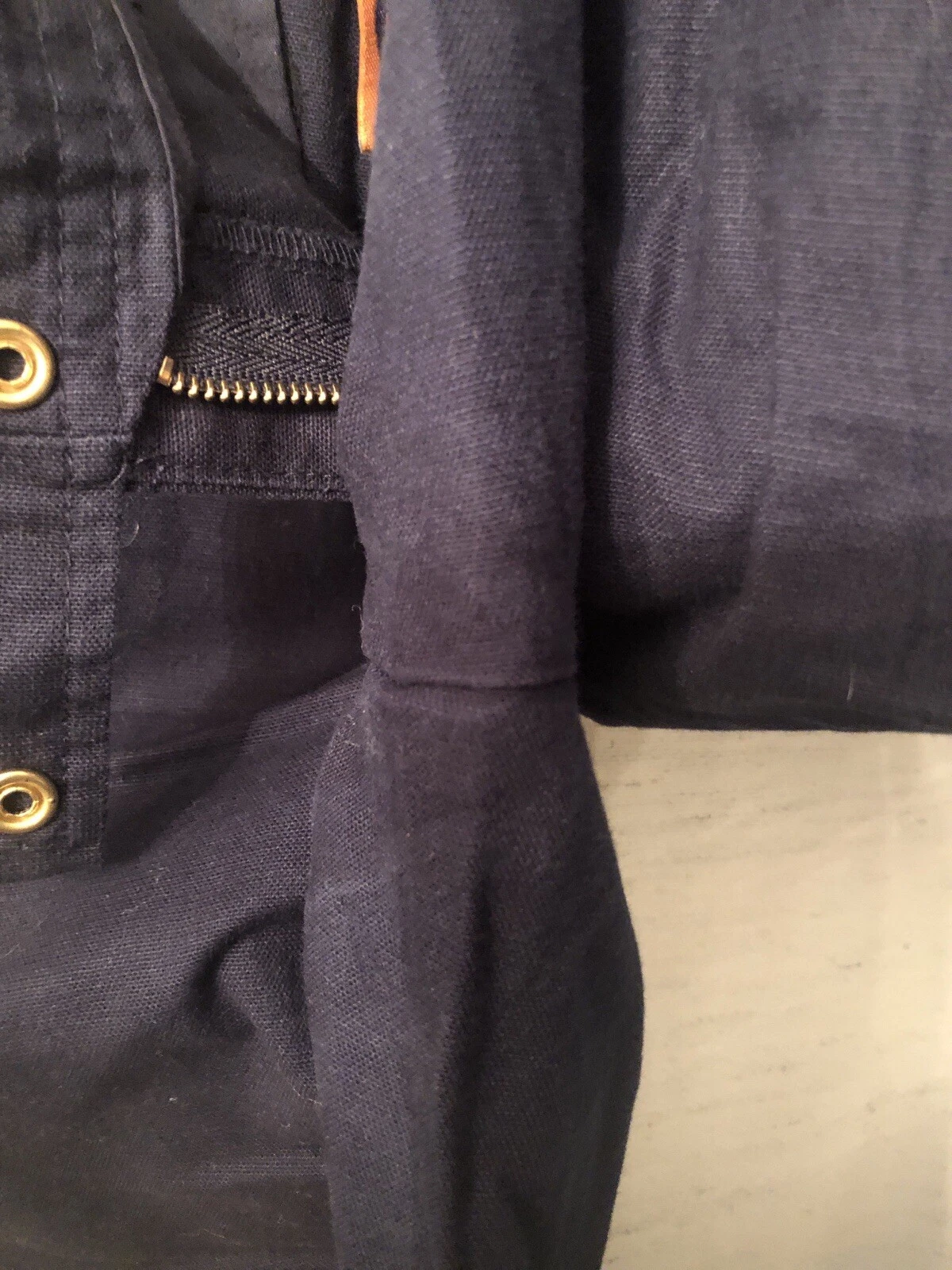 Pantaloni donna Tory Burch cotone navy pantaloni 4 bottoni oro zip davanti gamba dritta