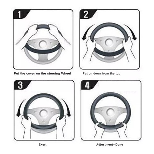 38cm 15" Steering Wheel Cover Leather For Mitsubishi Carbon Fiber + Black - Picture 4 of 4