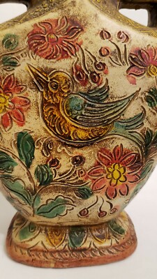 VINTAGE JAPANESE POTTERY PERSIAN STYLE, VASE DOUBLE HANDLE  display picture 1