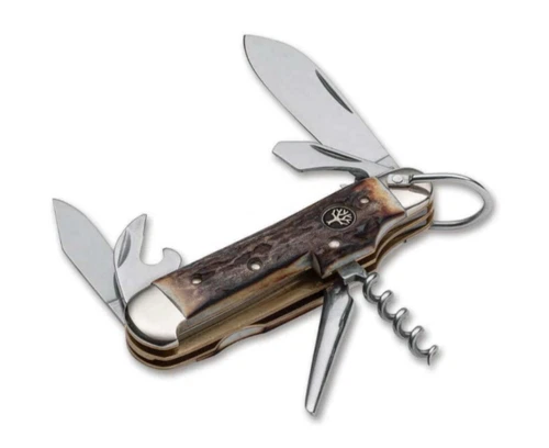 Boker Camp Knife Stag Pocket 3.46" Blade 4034 Slipjoint Corkscrew 110182HH