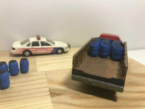 Ho 1/87 Scale Plastic Blue Drum Barrel Set (10pcs) painted - Picture 5 of 11