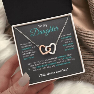 To My Daughter linked hearts Necklace Meaningful Gift  FOR birthday graduation