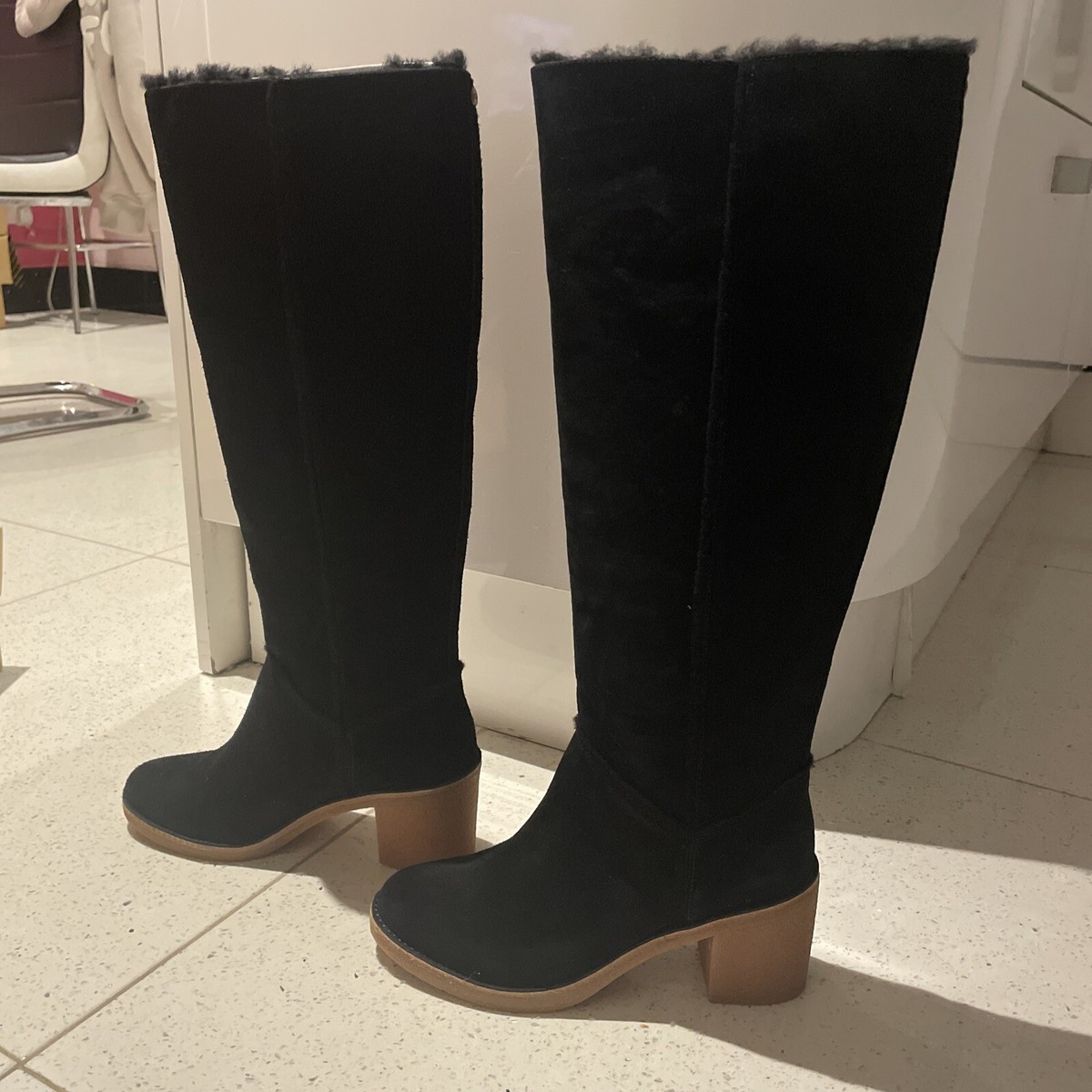 UGG® AUSTRALIA KASEN TALL BLACK SUEDE PULL ON BOOTS UK EUR 40 USA RRP  £250