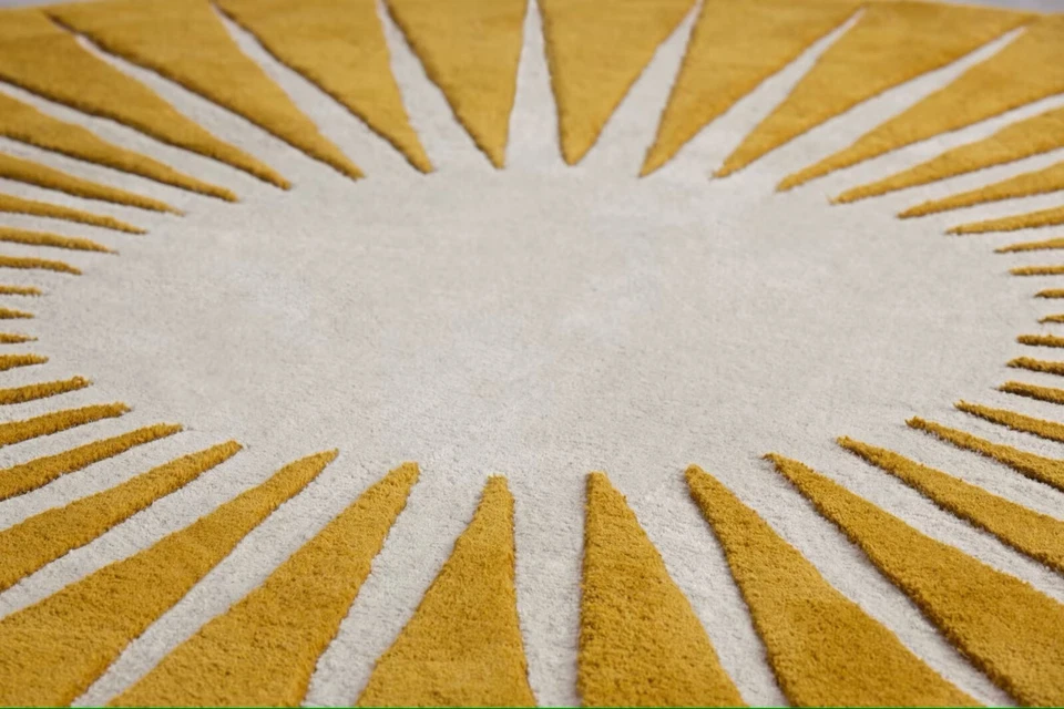 Vaserely - Mustard Shade Hand Tufted 100% Wool Soft Area Rug Carpet - Image 4 of 4