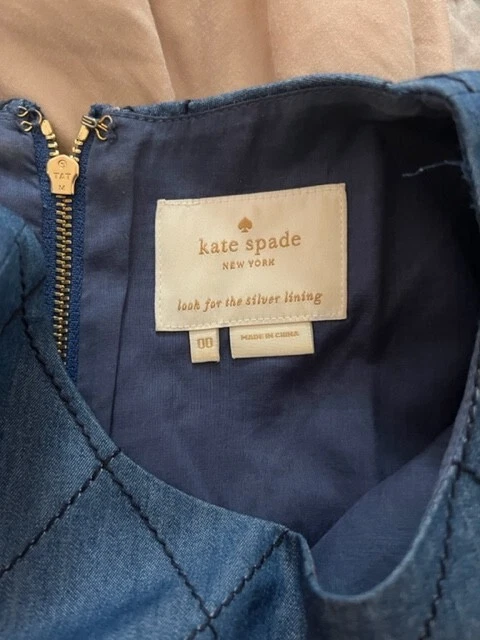 Abito blu KATE SPADE manica corta con tasche posteriori con cerniera a vista taglia 00