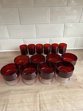Retro 1970s Luminarc Ruby Red Glasses X14 Set Wine Sherry Christmas Dinner Table