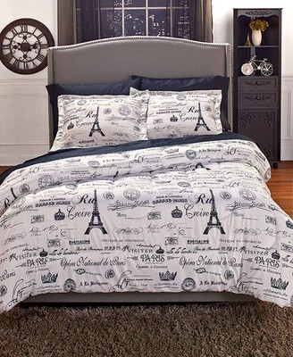 Vintage Paris Comforter Set European Charm Bedding Set Indoor