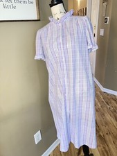 Vintage Tag Along Nightgown Stripes Pastels Womens L 14/16 Made In USA