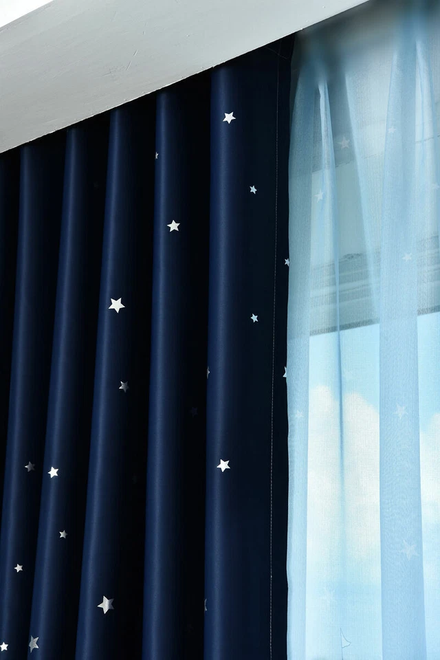 Castillo de agua chapado en plata bloqueo azul oscuro cortinas de tela transparente 1 panel 96" Foto 4 de 4