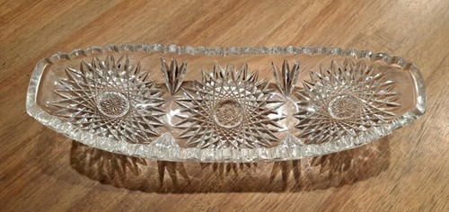 Bleikristall Relish Schale - geschliffenes Glas Sellerie Schale, lange ovale Servierschale, 12"x4" - Bild 5 von 6