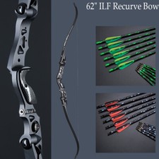 Archery ILF Bow 62" Recurve Bow RH Aluminum Riser 12X Carbon Arrows 25-60lbs