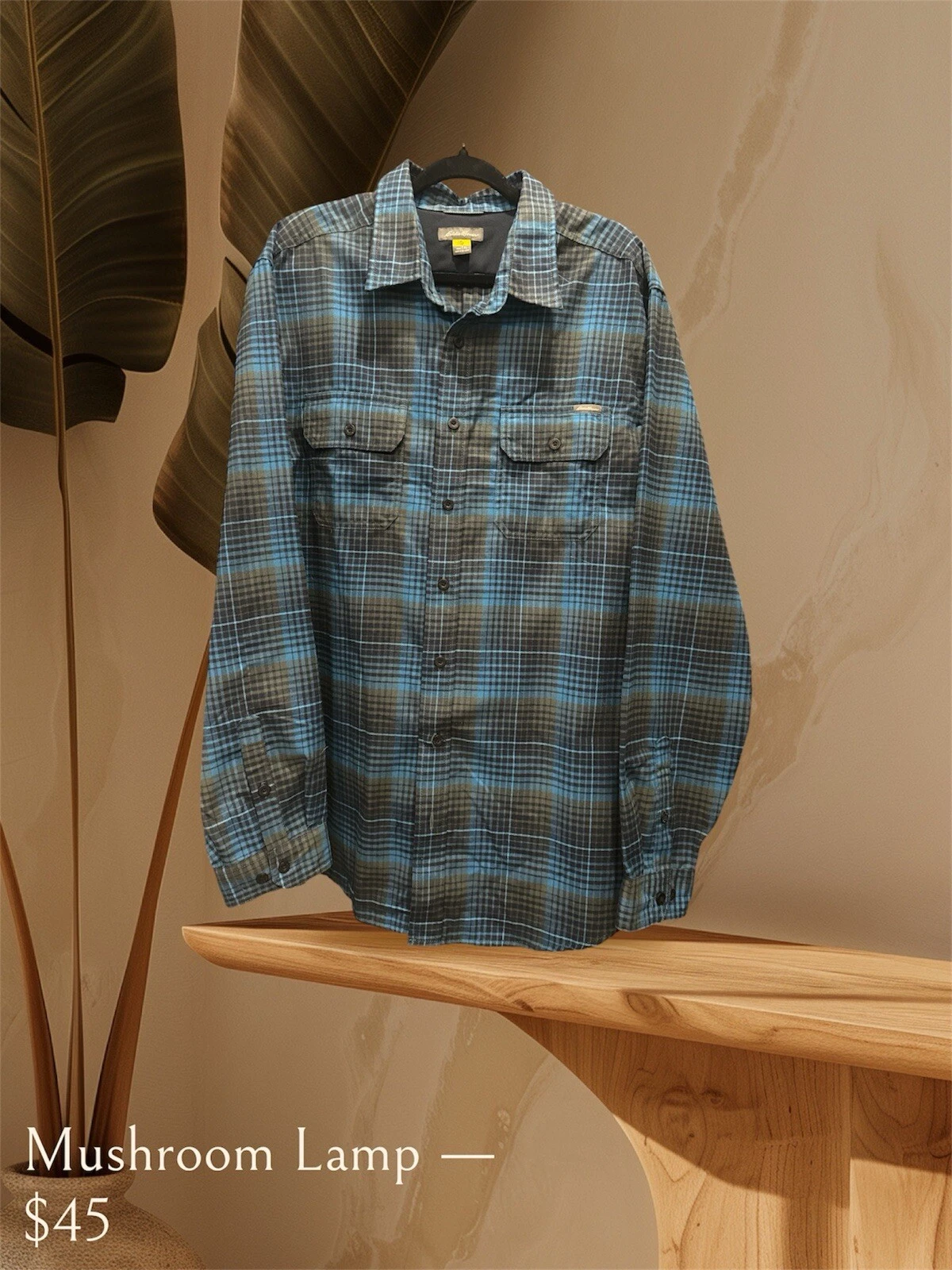 Eddie Bauer Men’s Flannel Shirt Size TXL Button Up Long Sleeve Blue/Brown Rugged