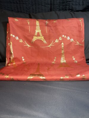Artisan 34 Fabric Shower Curtain  Pumpkin And Gold Eiffel Tower France