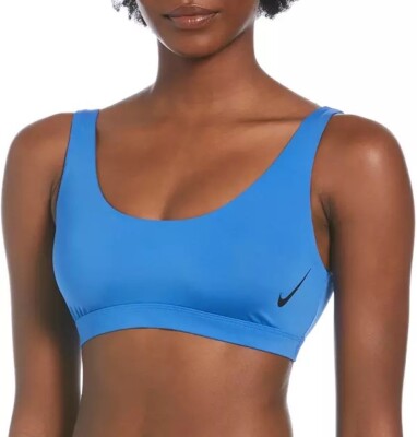 Nike Sneakerkini Women's Scoop Neck Bikini Top BLUE Size XL