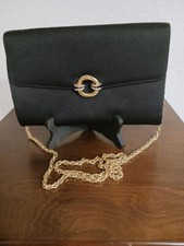 Rodo Black Evening Bag/purse/clutch Made In Italy Gold Chain Strap Vintage