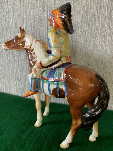 BESWICK HORSE THE MOUNTED RED INDIAN GLOSS FINISH MODEL No. 1391 PERFECT (a) - Picture 5 of 12