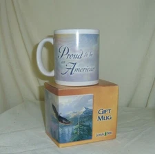Proud to Be an American 12 oz Leanin Tree stoneware patriotic eagle mug NIB