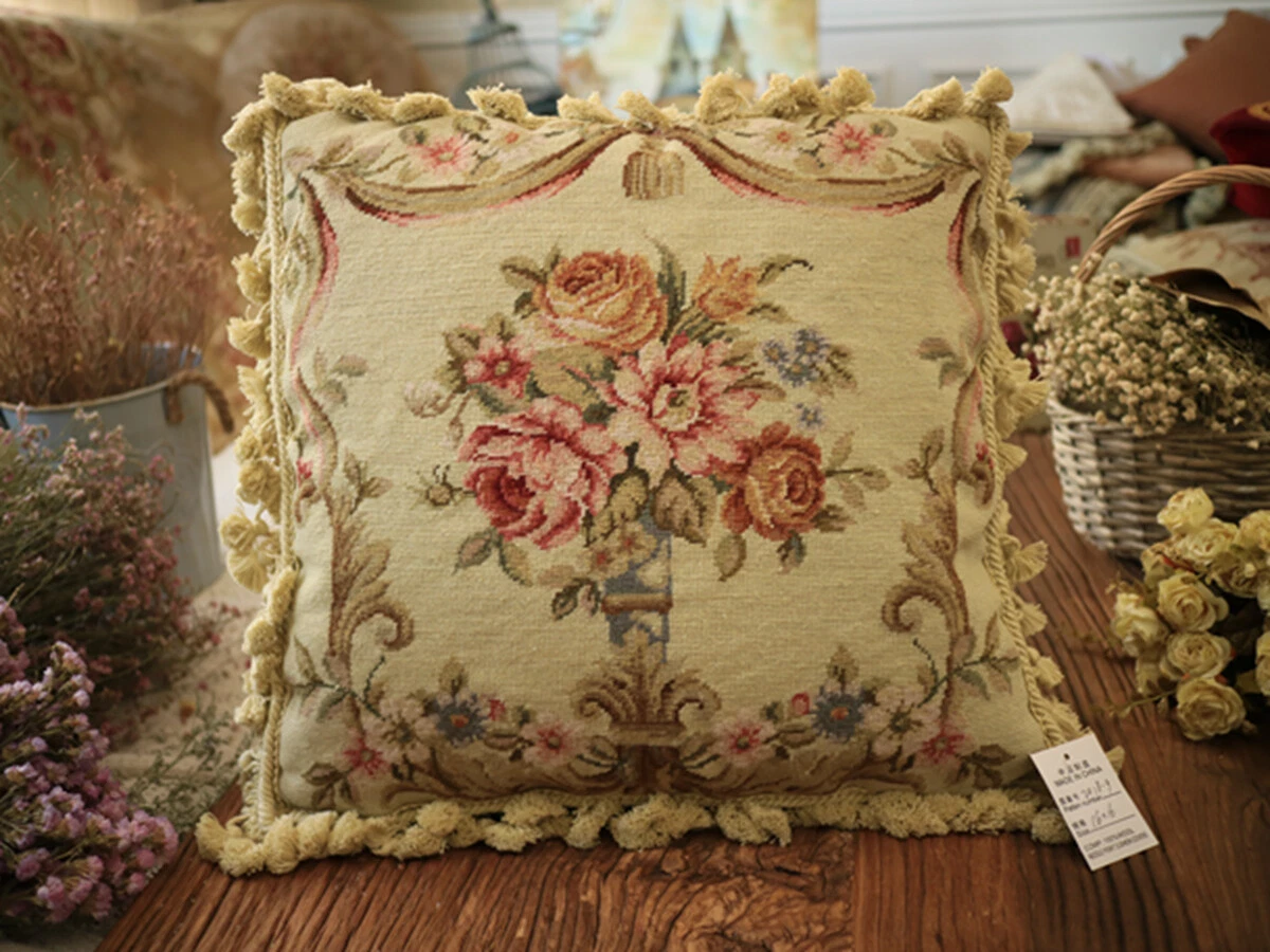 Group of Three Floral Needlepoint Pillows for sale at auction on 24th  January