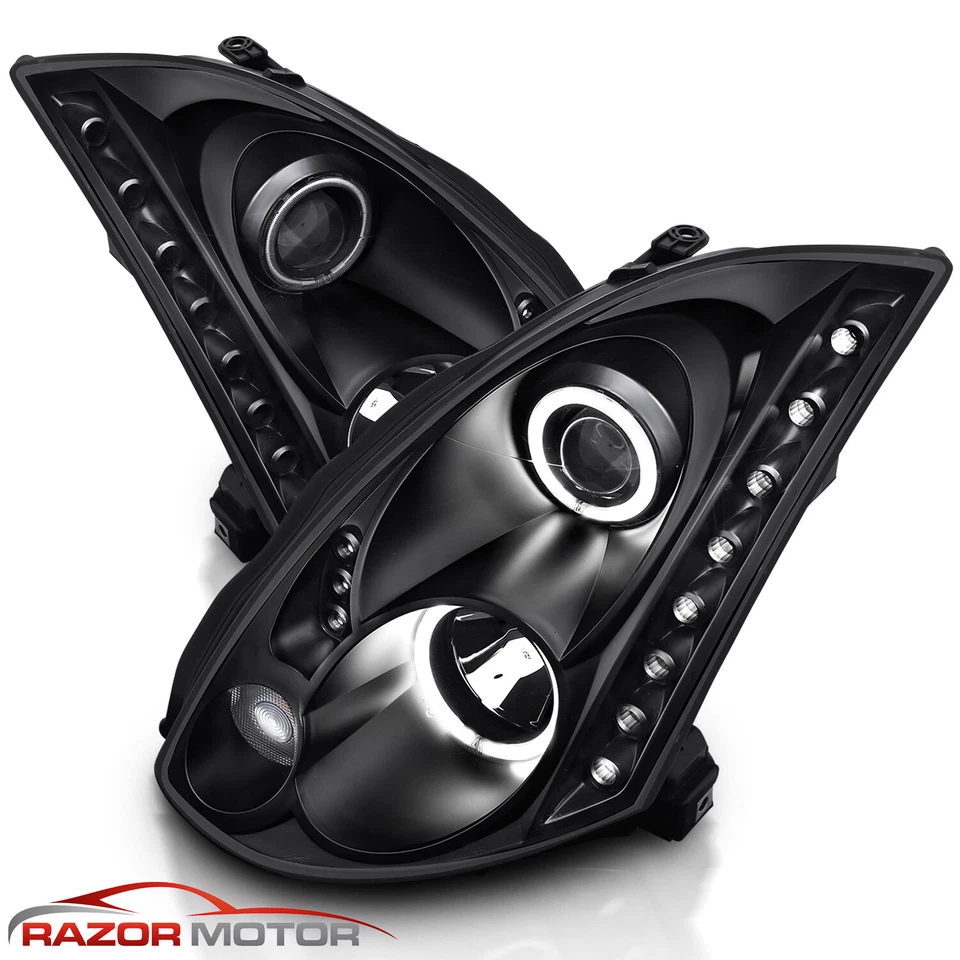 For 2003-2007 Projector Black Headlights Pair [LED Halo] for Infiniti G35 Coupe Foto 2 de 4