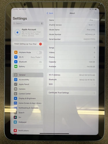 Apple iPad 11th Gen 128GB, Wi-Fi, 11 in-Blue -LCD Line - Apple Warranty
