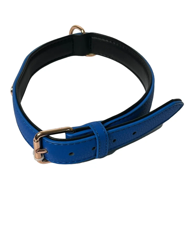 Zippy Paws Vivid Leather Dog Collar, Cobalt Blue/ Rose Gold Hardware Fits 19-22” - Image 4 of 4