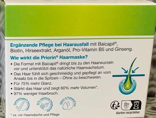 Priorin Haarmaske Bayer 180ml Neu ! Aufbaukur , aus Deutschland - Picture 3 of 4