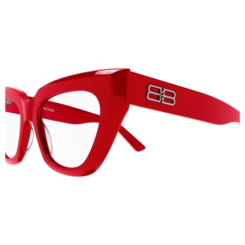 Balenciaga BB0238O 003 Argento Rosso Occhi di Gatto Occhiali da Donna Montature Autentici - Foto 5 di 6