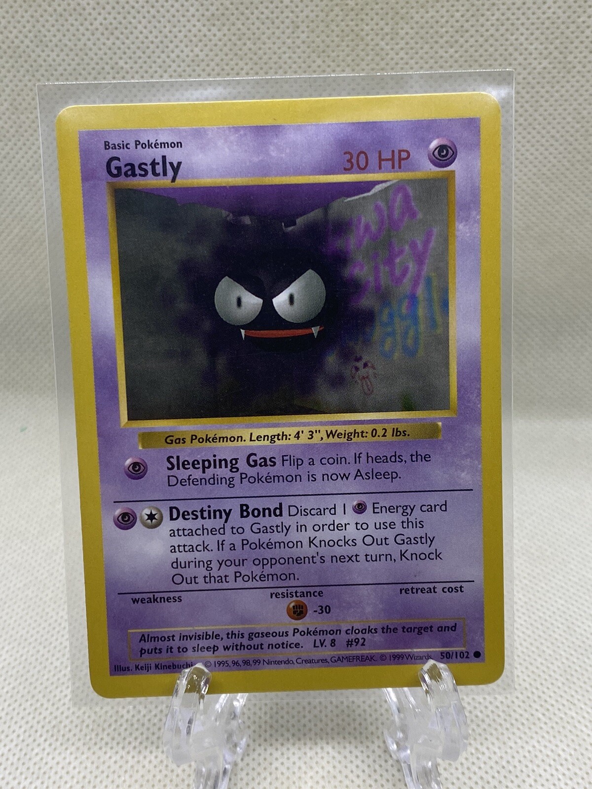 Shadowless Gastly 50/102 - NM Near Mint Vintage 1999 WotC Base Set Pokemon Card
