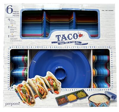 NEW  Prepara 6 Piece Taco Party Serving Set - Durable Melamine Cinco De Mayo