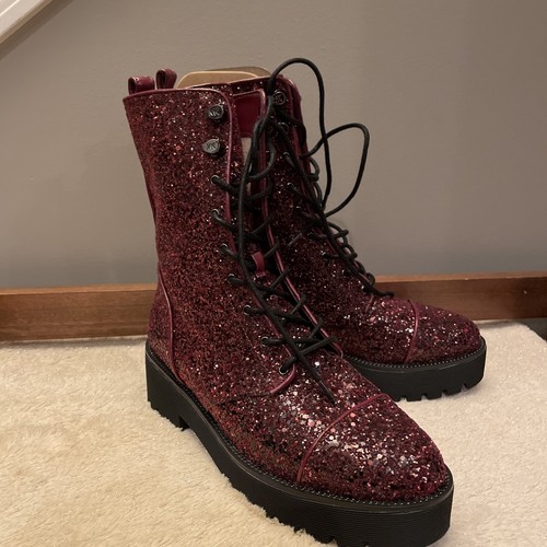 Michael Kors Bryce Lug Sole Platform Combat Boot Dark Berry Women’s Size 9.5 NIB - Picture 2 of 6