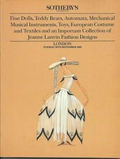 SOTHEBY’S DOLLS TOYS TRAIN COSTUME COUTURE LANVIN Design CHESS SETS Catalog 1989