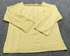 Autumn Cashmere Women's Sweater With Intricate Cable Yellow 100 Pure Cashmere M