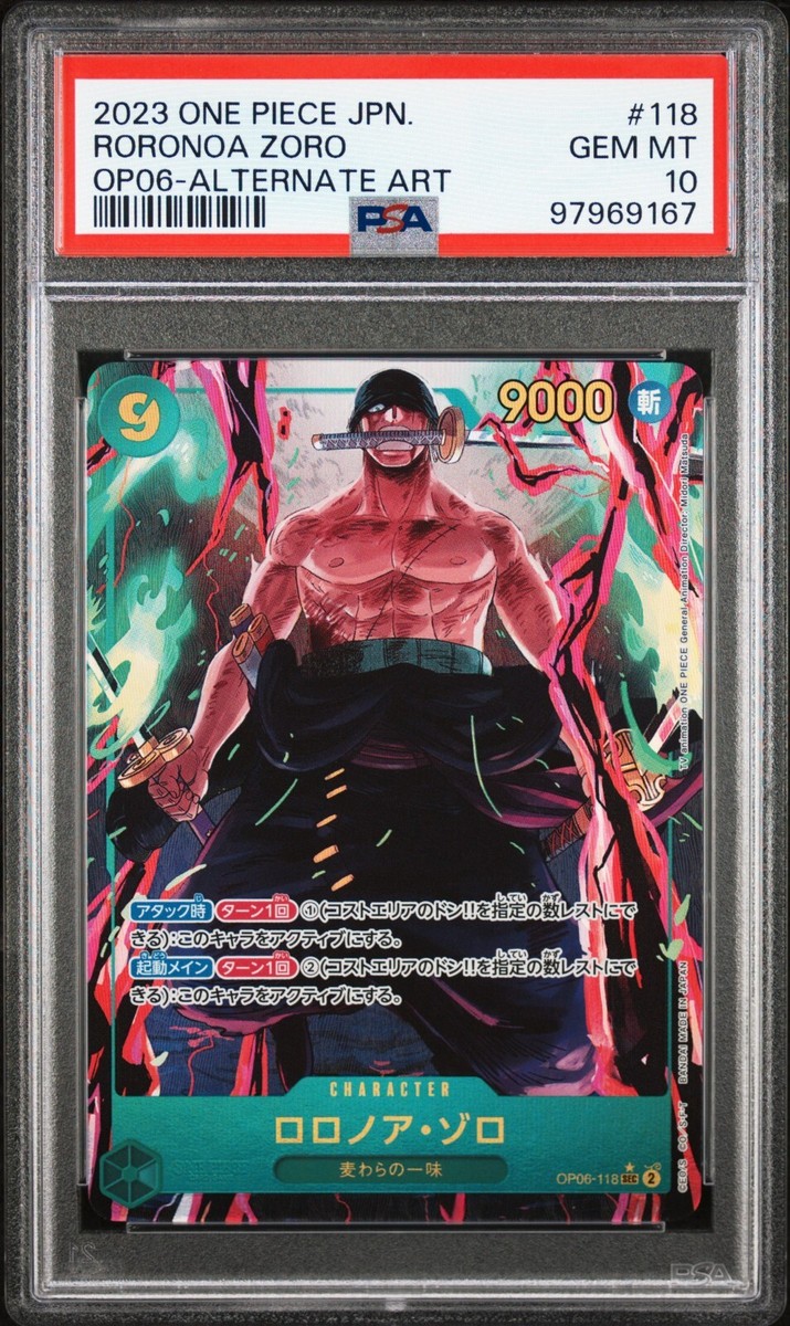PSA 10 GEM - Roronoa Zoro Alt Art OP06-118 - JP One Piece