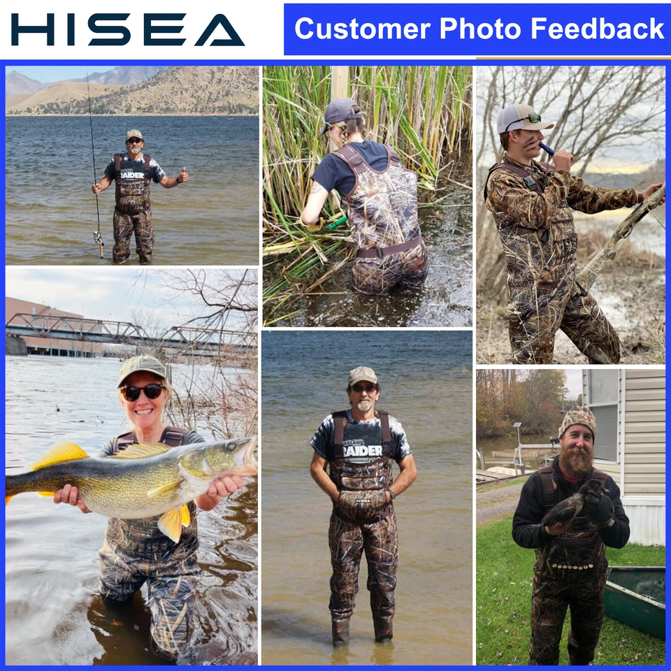 HISEA Hunting Chest Waders 600G Insulated Rubber Bootfoot Neoprene Fishing Wader - Image 2 of 4