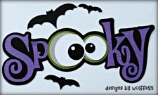 CRAFTECAFE HALLOWEEN KID TITLE paper piecing premade scrapbook die cut WOLFFEY5