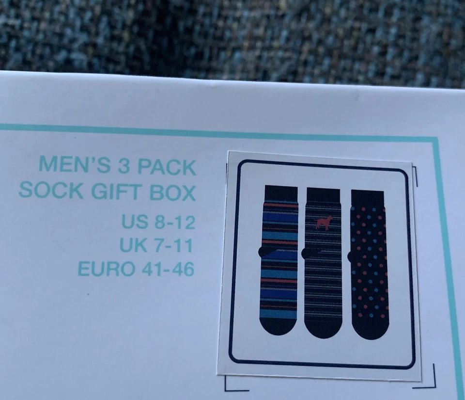 Caja de regalo de calcetín Dog & Rose Sock Company para hombre 3 pares se adapta a 8-12 rayas puntos T12 nuevo en caja Foto 4 de 4