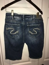 SILVER Jeans SUKI BERMUDA Blue Jean Denim Shorts 28 Dark Wash