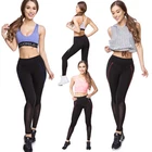Womens NEW Leggings with Mesh Panel and Stripes Airy Sports Activewear Pants G33