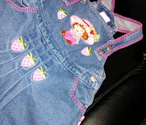 Vintage Strawberry Shortcake 6 Young Girl Jeans Overalls Dress Denim Wear 2000's - Imagen 12 de 13