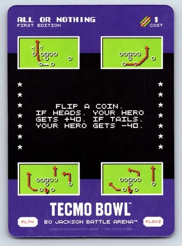 2026 Bo Jackson Battle Arena Tecmo Bowl Plays Card #PL74 ALL OR NOTHING - NM