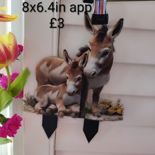 Donkey & Foal Flat 2d effect Acrylic Garden Planter Stake