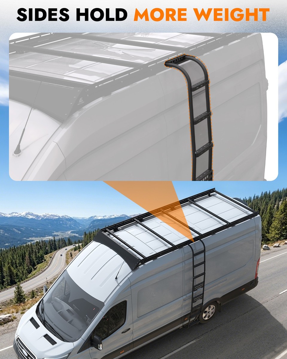 MELIPRON Aluminum Van Roof Ladder Rack for ford transit high roof
