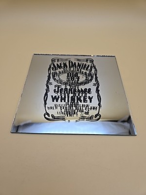 VINTAGE Carnival Fair Glass Mirror Prize 6'' x 6'' Jack Daniels No Cardboard Frame