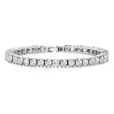 15.00 Ct Sparkling Princess Cut White Cubic Zirconia CZ Tennis Bracelet 7 Inch