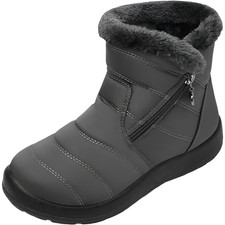 Stivali da Neve Donna Invernali Imbottiti Impermeabili Pelliccia Grigi Taglia 41