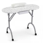 Portable Nail Table Station w/Oxford Bag Case Sliding Drawer Leather Hand Pillow