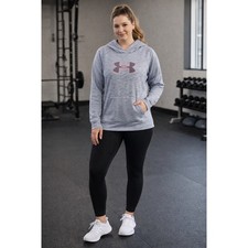 Under Armour Storm 1 Hoodie Womens Gray Space Dye Big Logo Pullover 0161