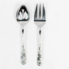 Lot Of 2 Reed & Barton Queen's Garden (Stainless) Flatware Serving Set